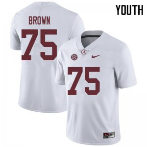 NCAA Youth Alabama Crimson Tide #75 Tommy Brown Stitched College 2018 Nike Authentic White Football Jersey GM17V20ZH